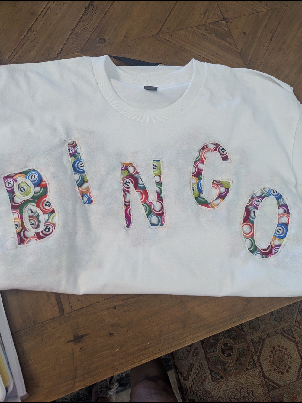 Bingo White Graphic Tee Handmade